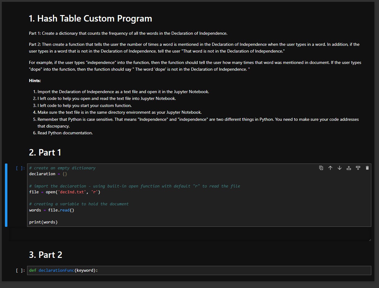 Python Hash Table Custom Program Part 1 : Create