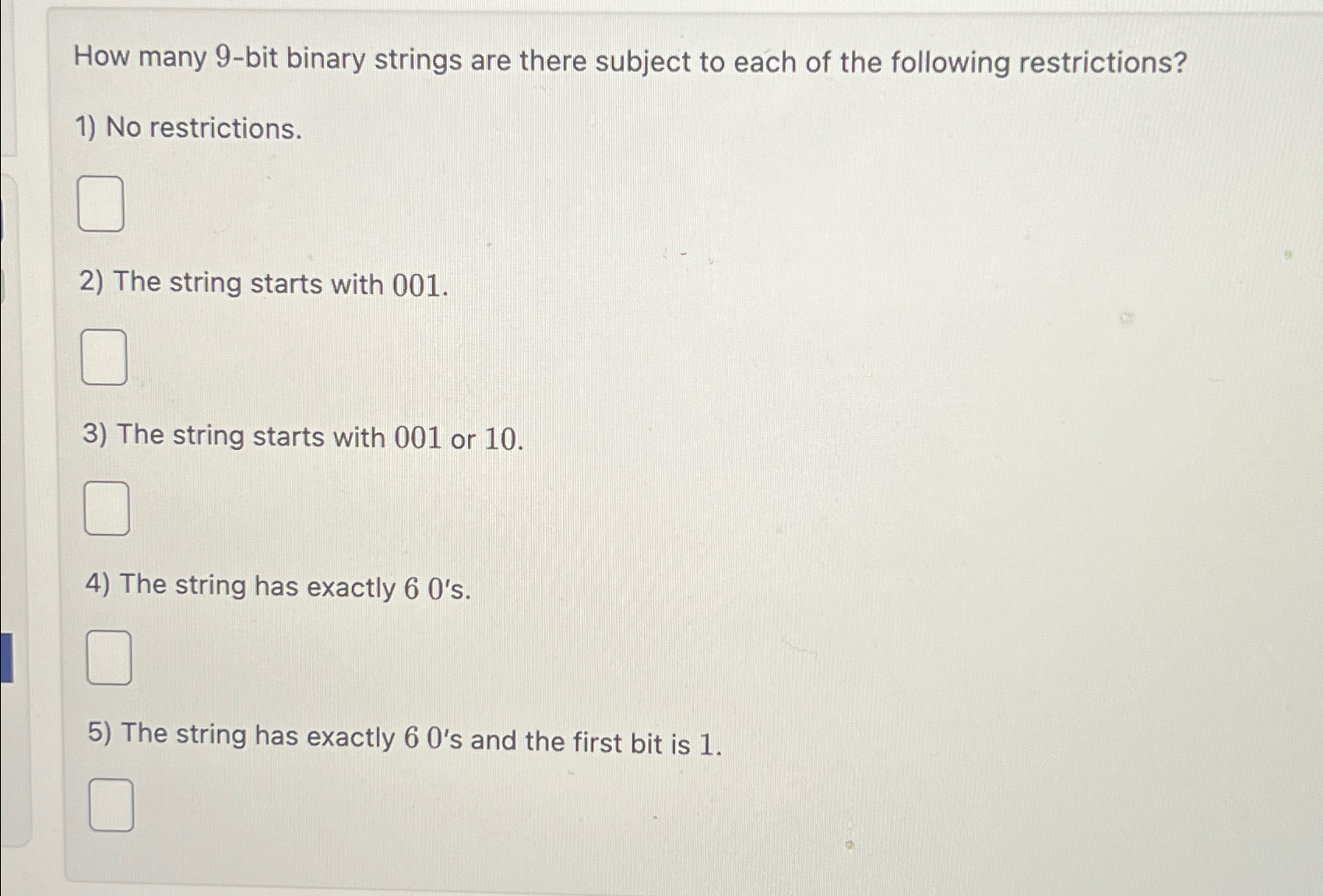 How many 9 - bit binary strings are there subject