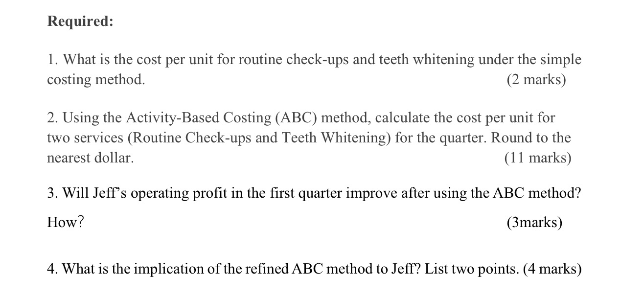 Required: 1 . What is the cost per unit for