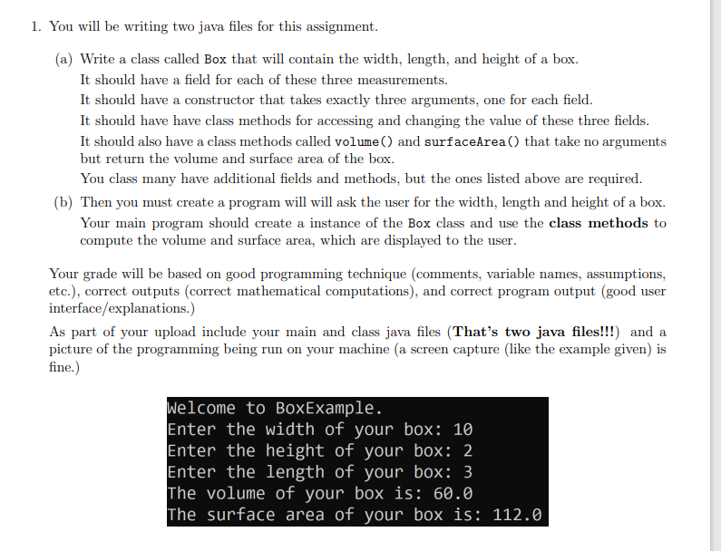 You will be writing two java files for this