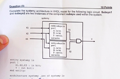 Question ( 3 ) 1 0 Points Complete the systemy