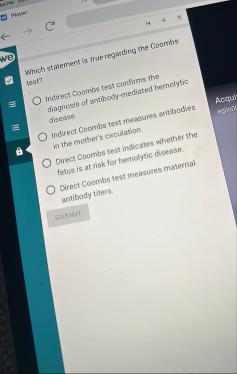 player Which statement is true regarding the