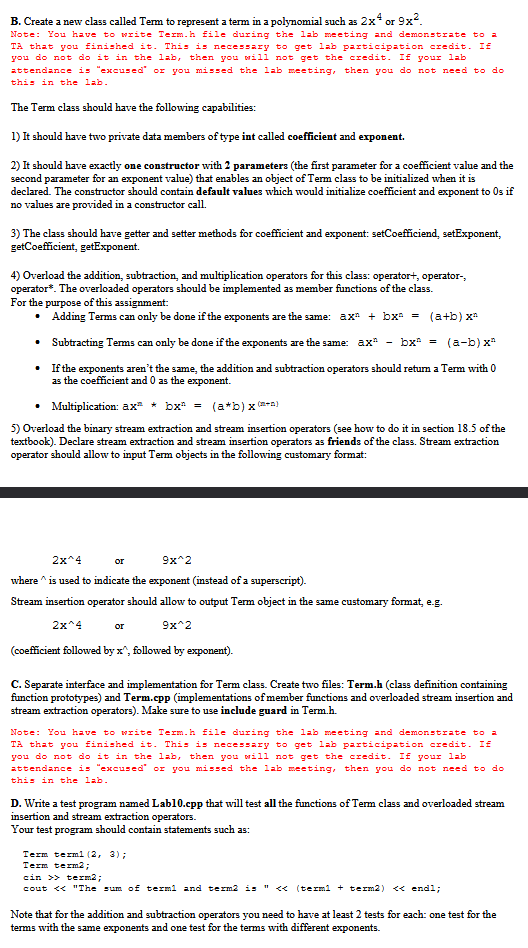 B . Create a new class called Term to represent a