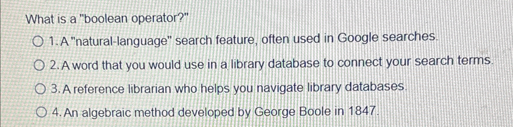 What is a "boolean operator?" A "natural -