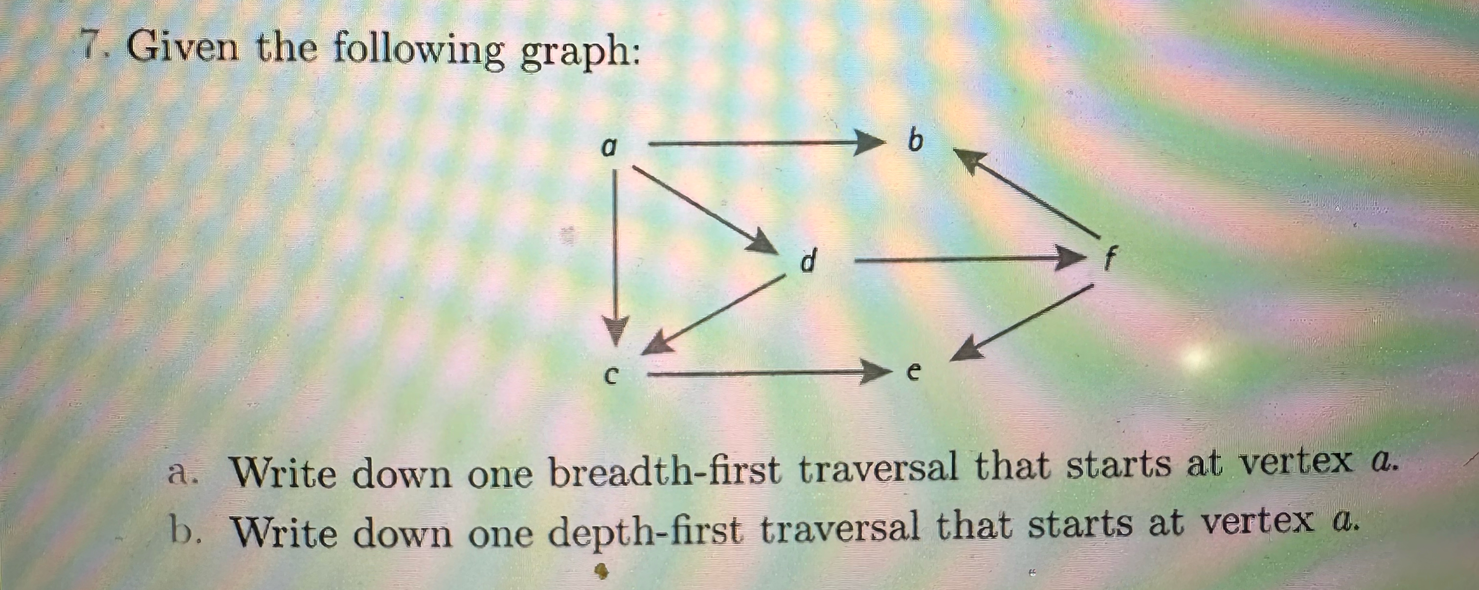 Given the following graph: a . Write down one