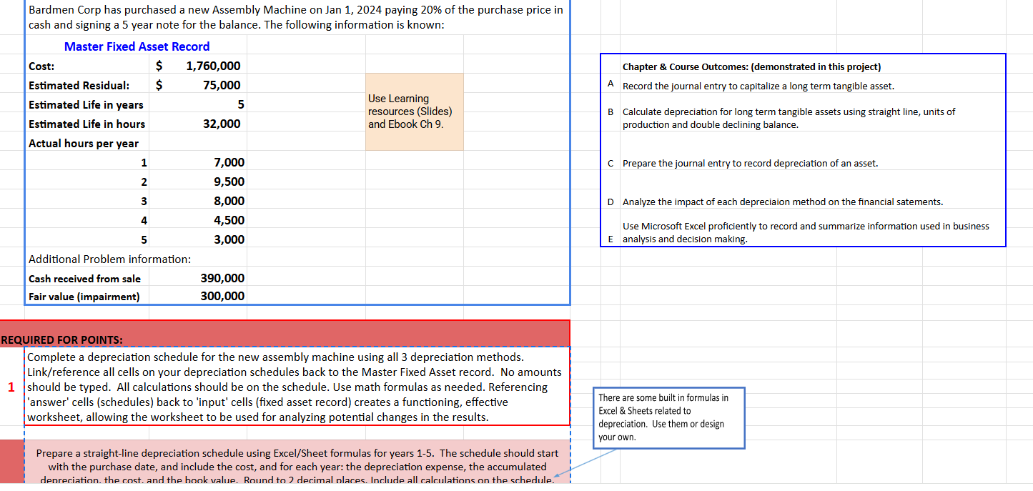 Prepare a straight - line depreciation schedule