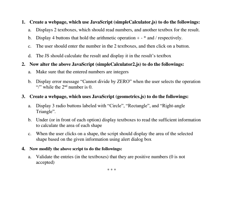 Create a webpage, which use JavaScript (