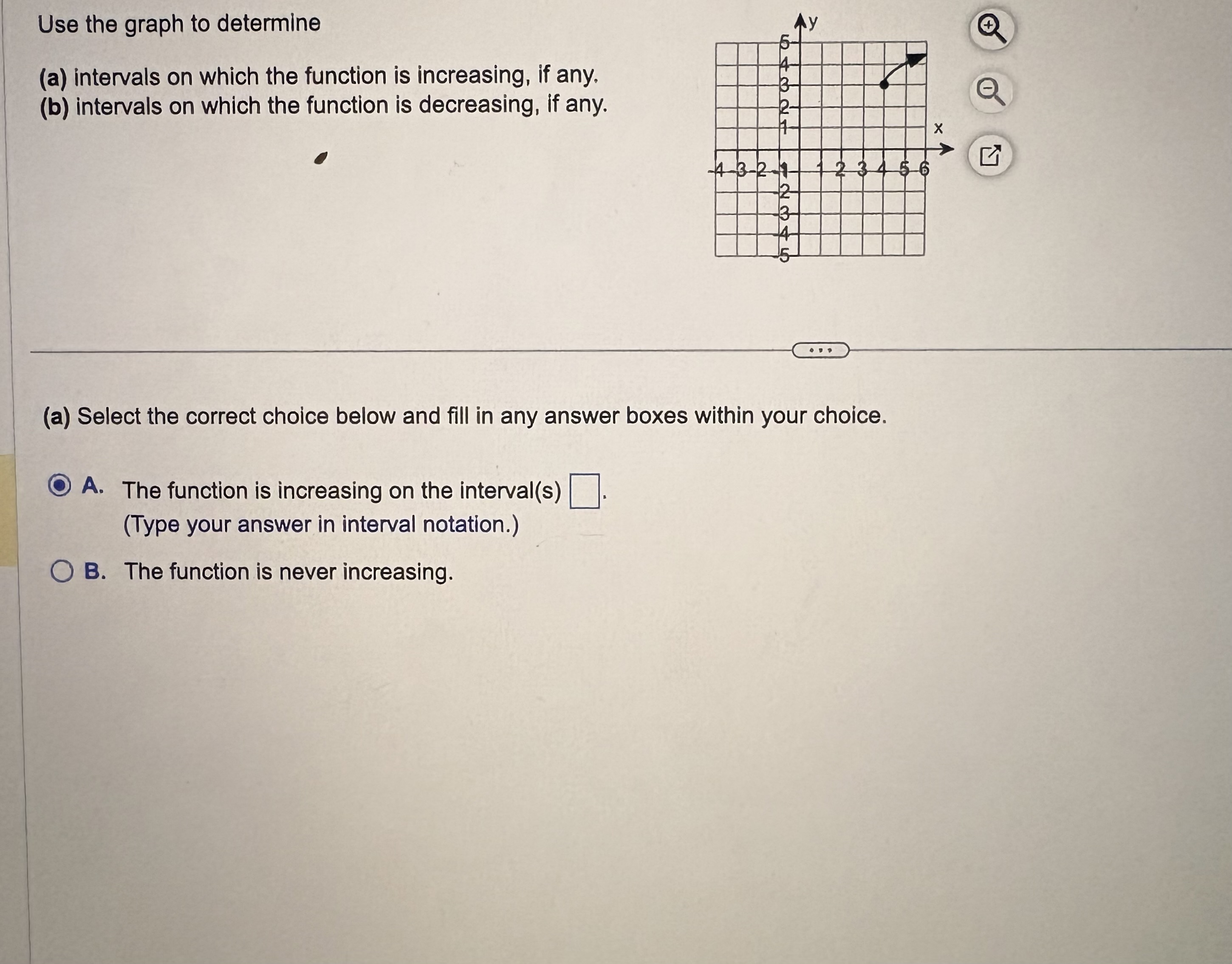 Use the graph to determine ( a ) intervals on