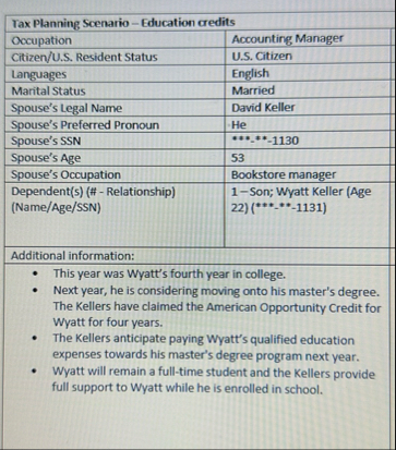 \ table [ [ Tax Planning Scenario - Education