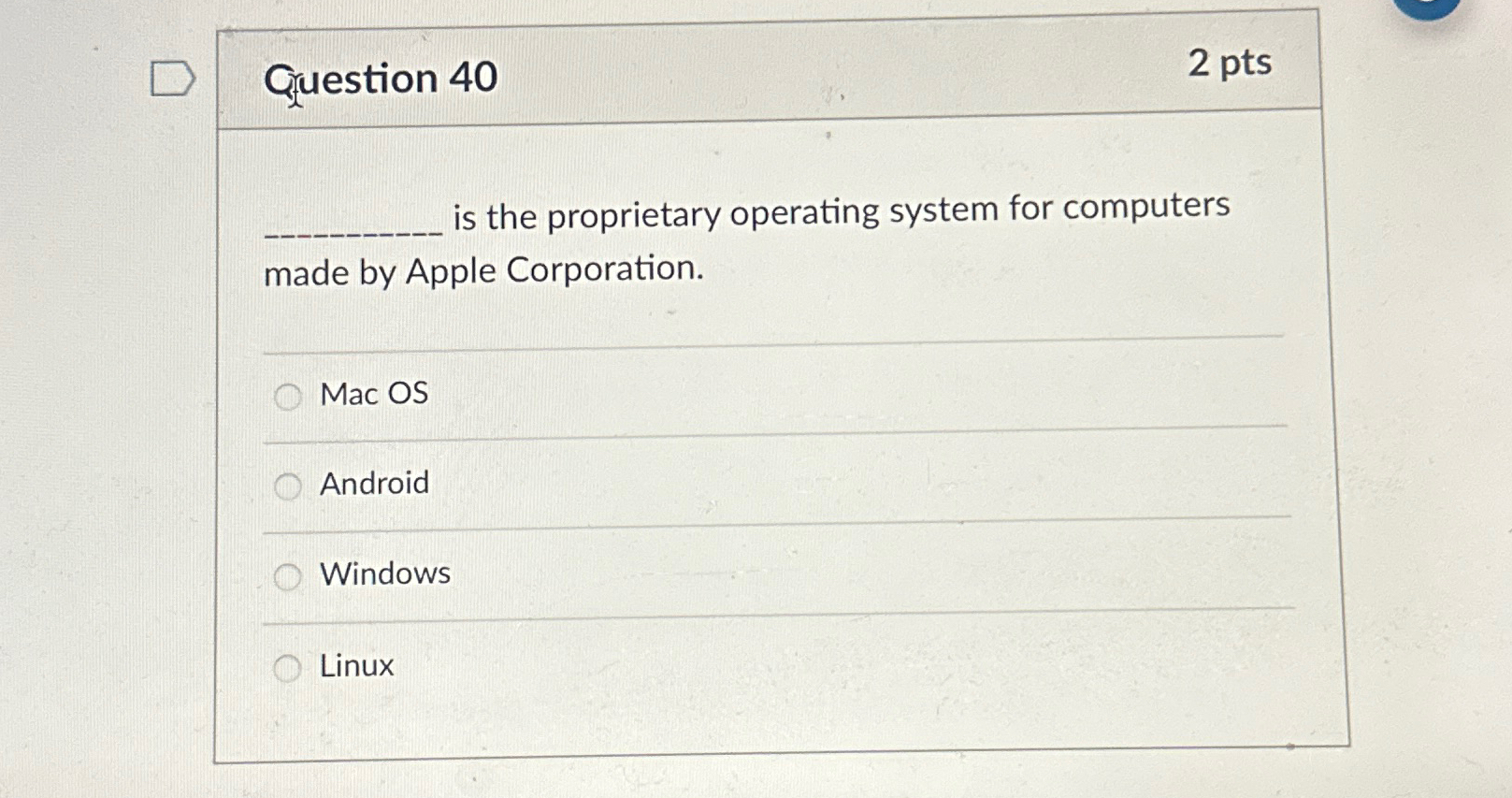 Giuestion 4 0 2 p t s is the proprietary