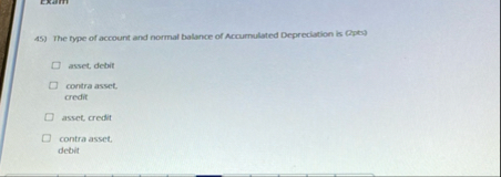 The type of account and normal balance of