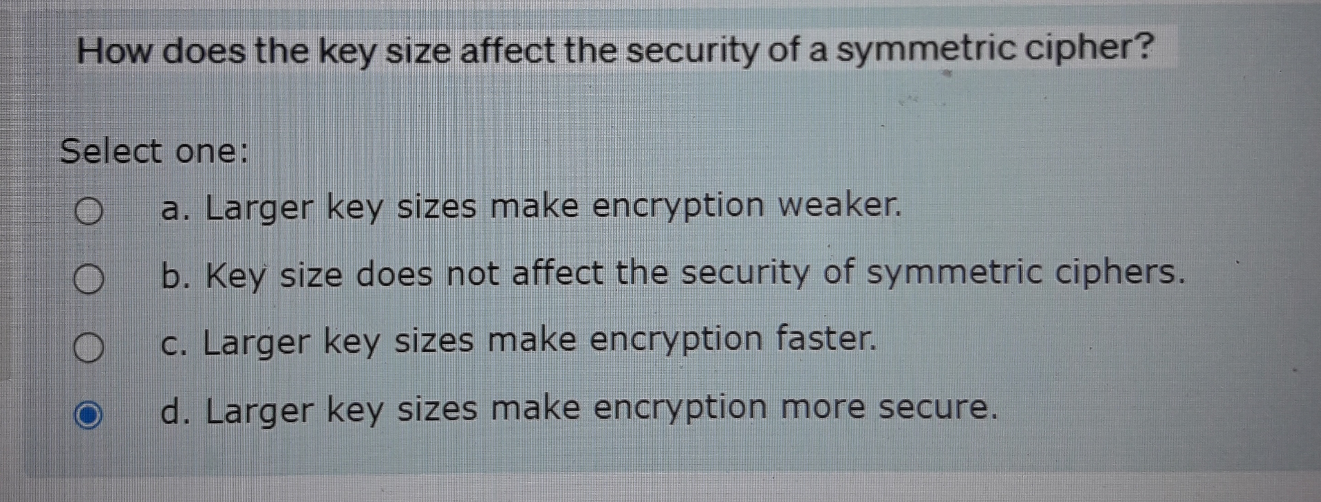 How does the key size affect the security of a
