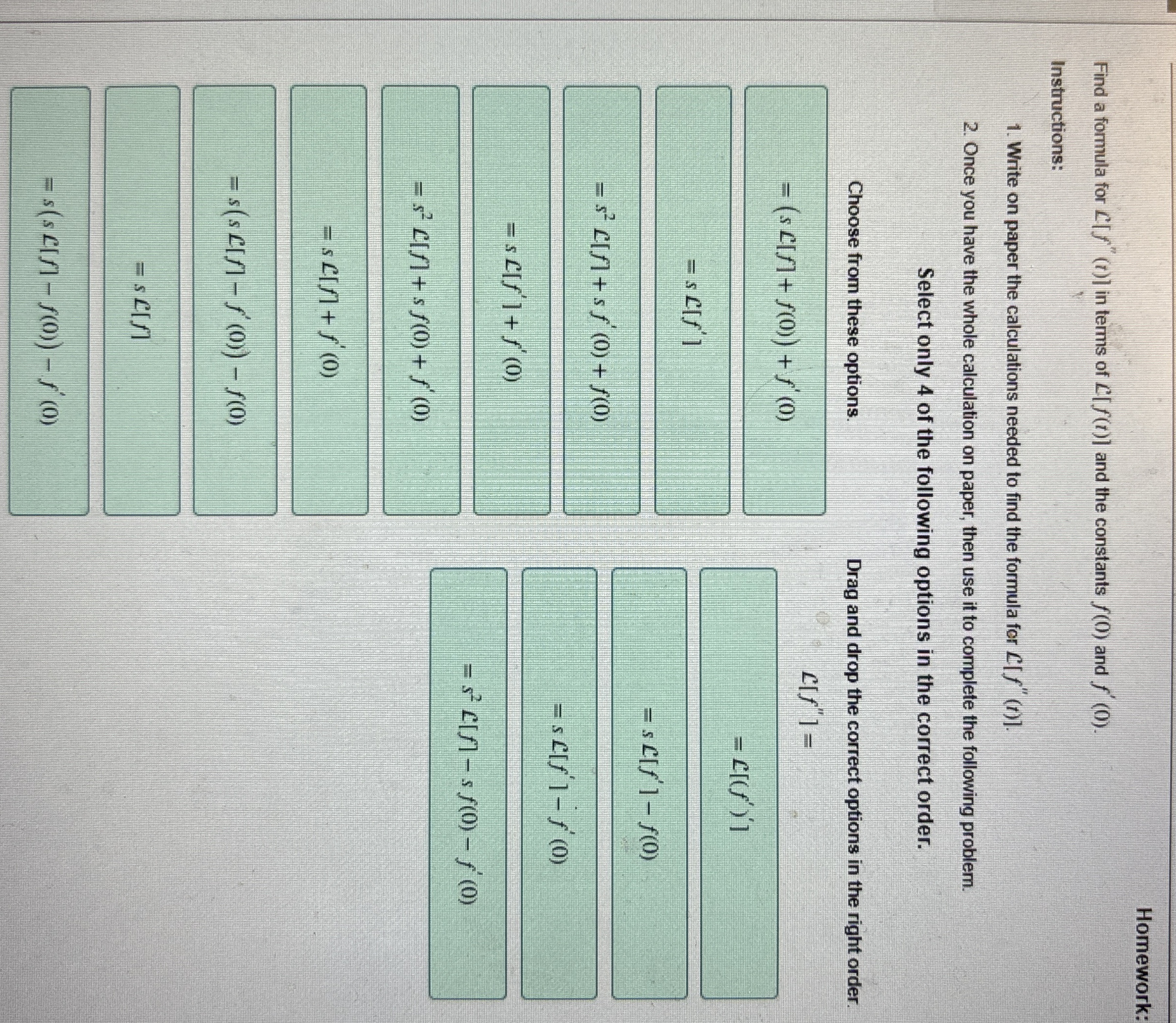 Homework: Find a formula for C [ f ' ' ( t ) ] in