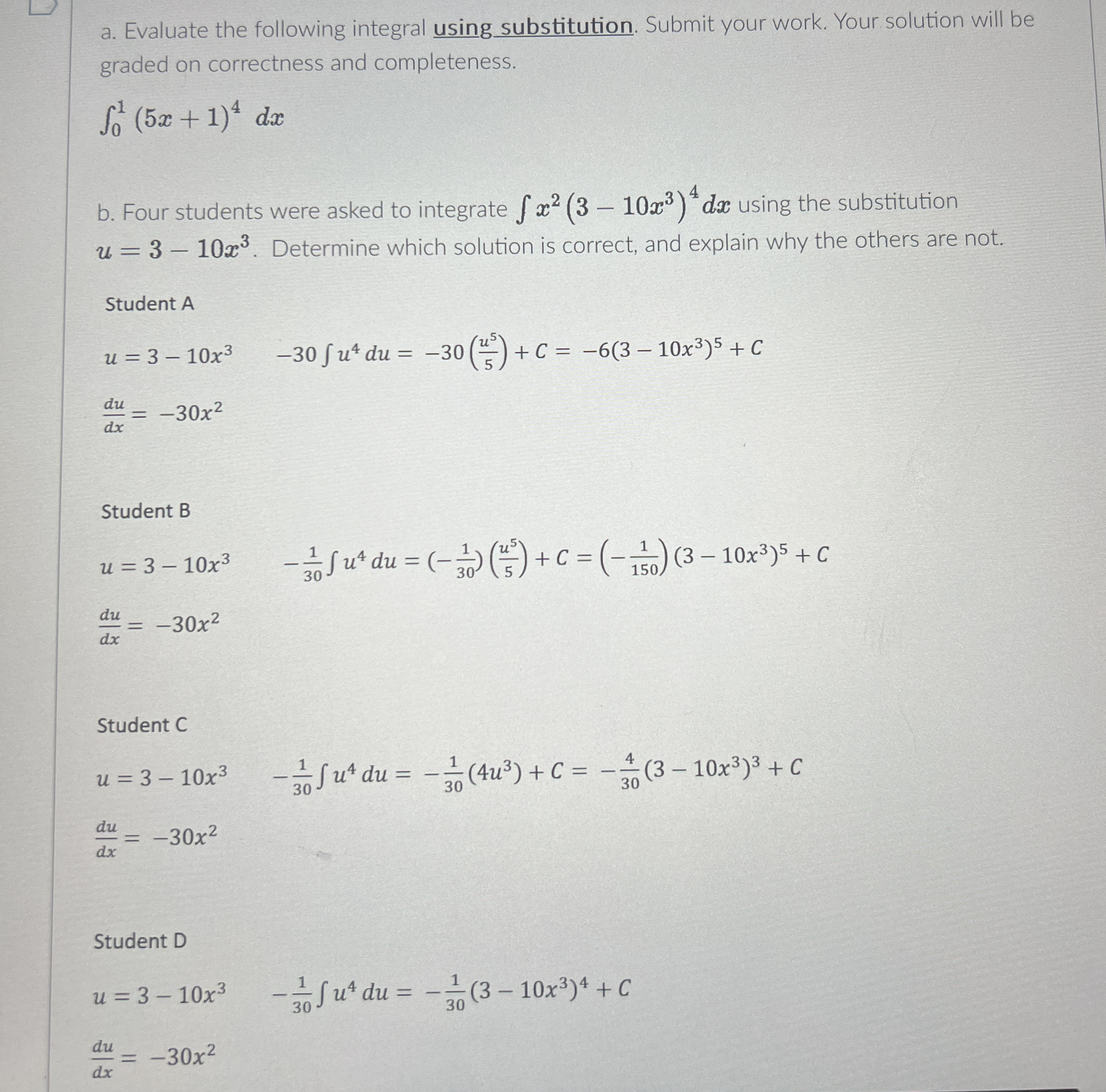 a . Evaluate the following integral using