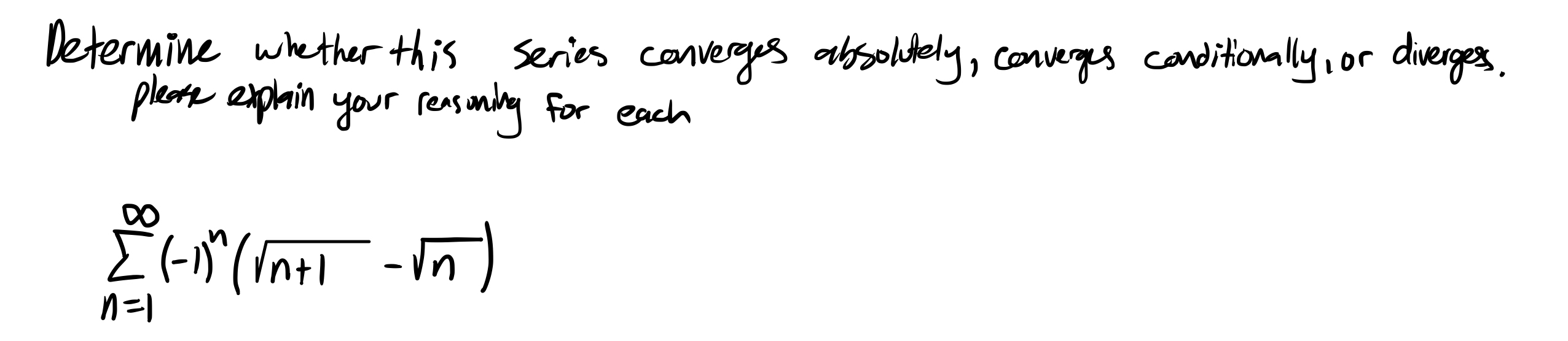 Determine whether this series converges absoltely