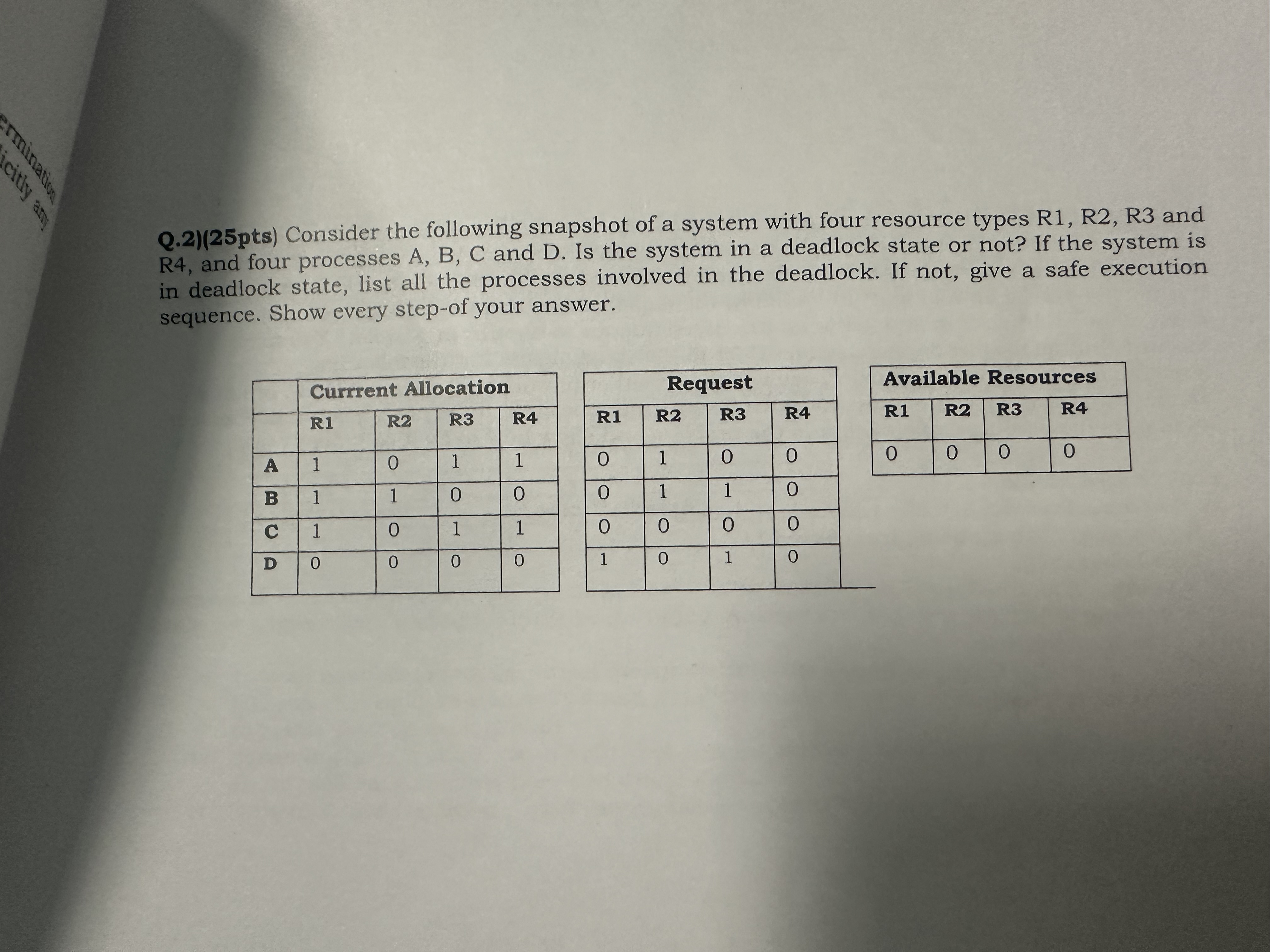 Q . 2 ) ( 2 5 pts ) Consider the following