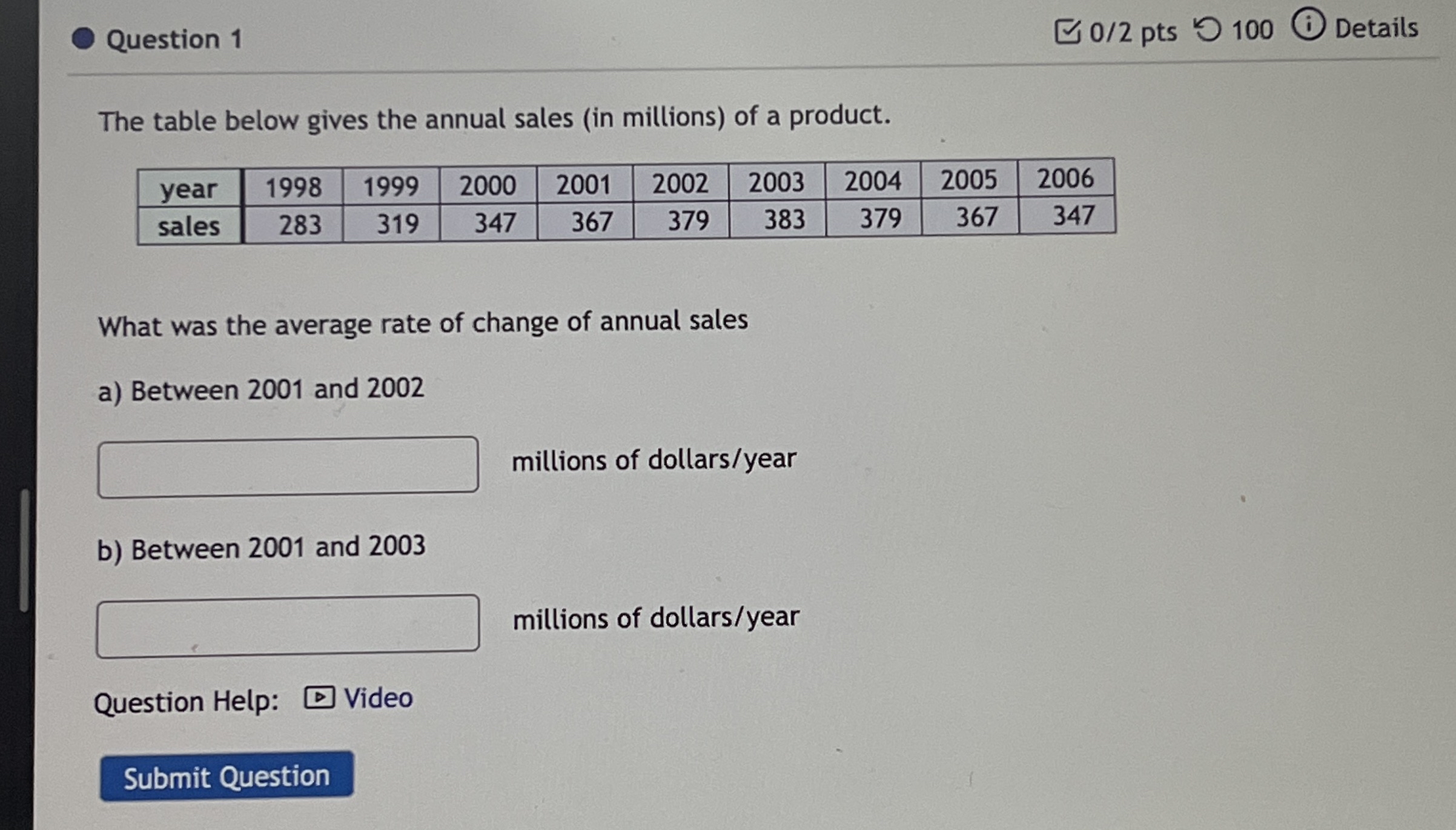 Question 1 0 / 2 pts 1 0 0 Details The table