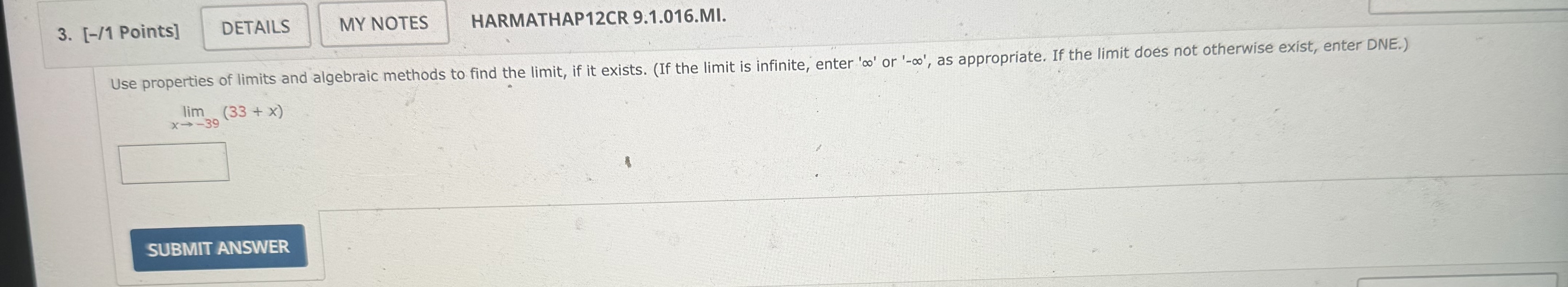[ - / 1 Points ] HARMATHAP 1 2 CR 9 . 1 . 0 1 6 .