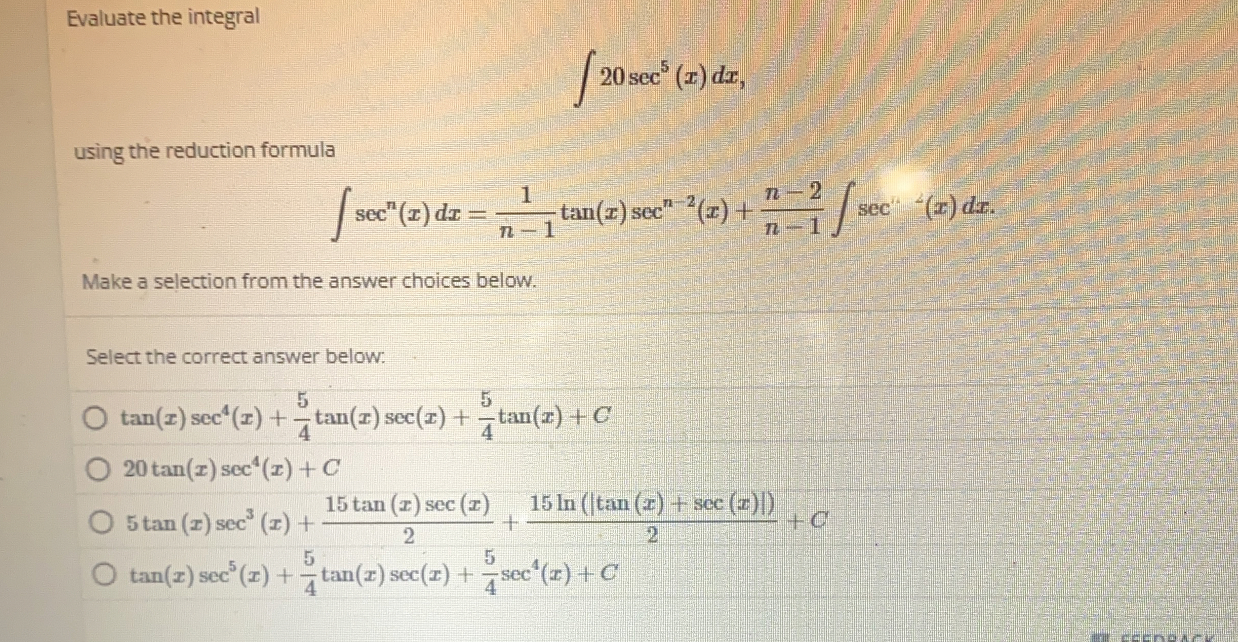 Evaluate the integral 2 0 s e c 5 ( x ) d x using