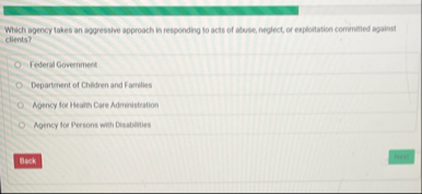 Which apency takes an aggressive approach is