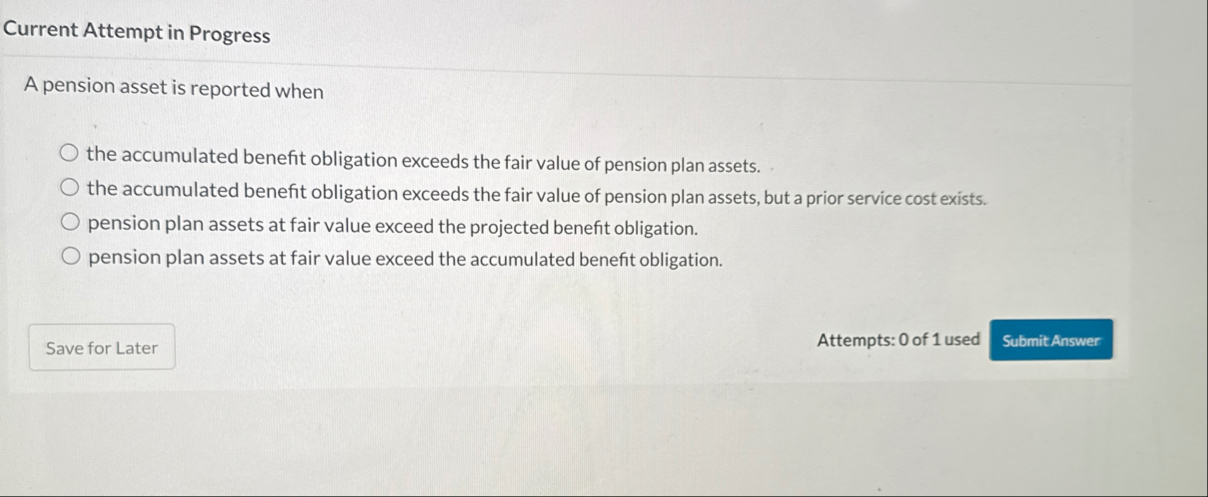 Current Attempt in Progress A pension asset is