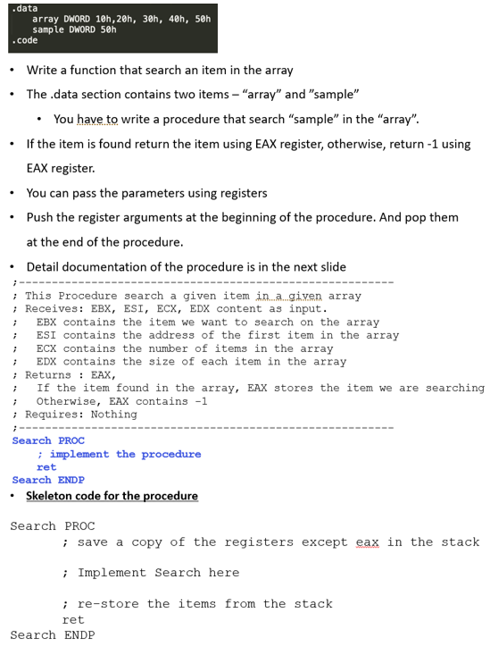 . data array DWORD 1 0 h , 2 0 h , 3 0 h , 4 0 h