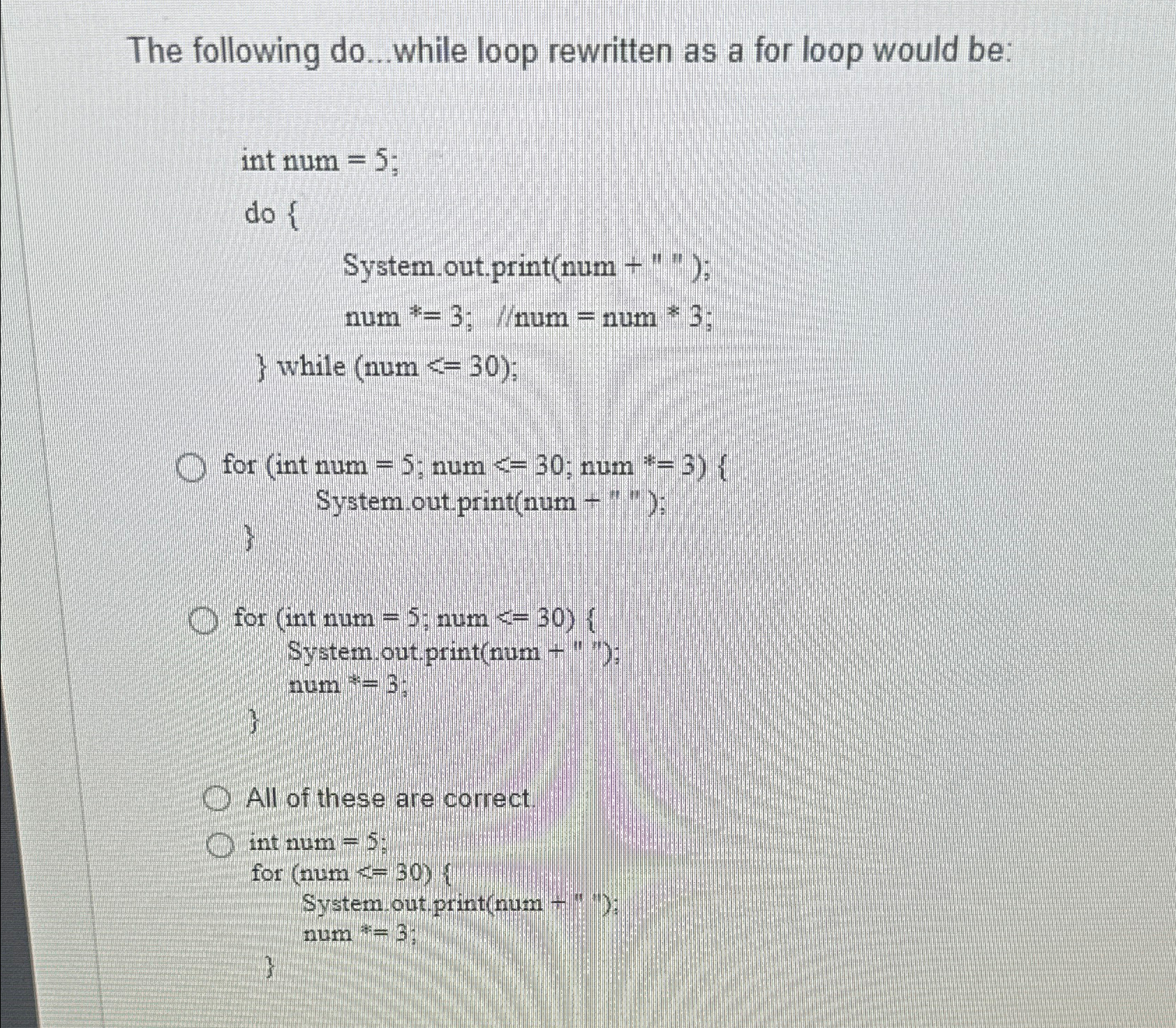 The following do . . . while loop rewritten as a