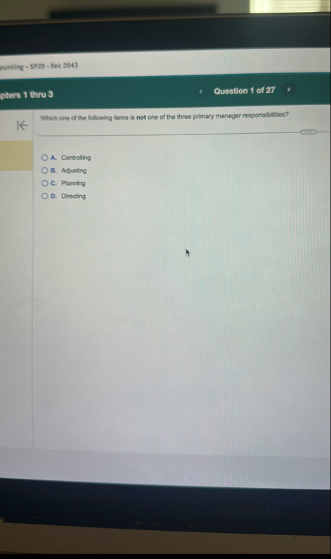 ounting - SP 2 5 - Sec 2 0 4 3 pters 1 thru 3