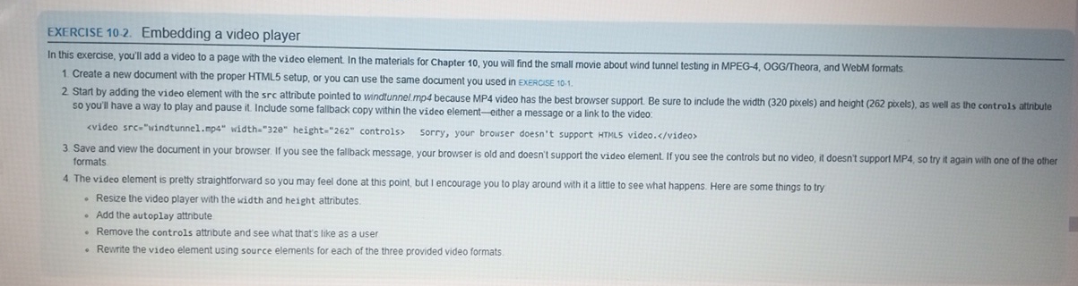 EXERCISE 1 0 . 2 . Embedding a video player In