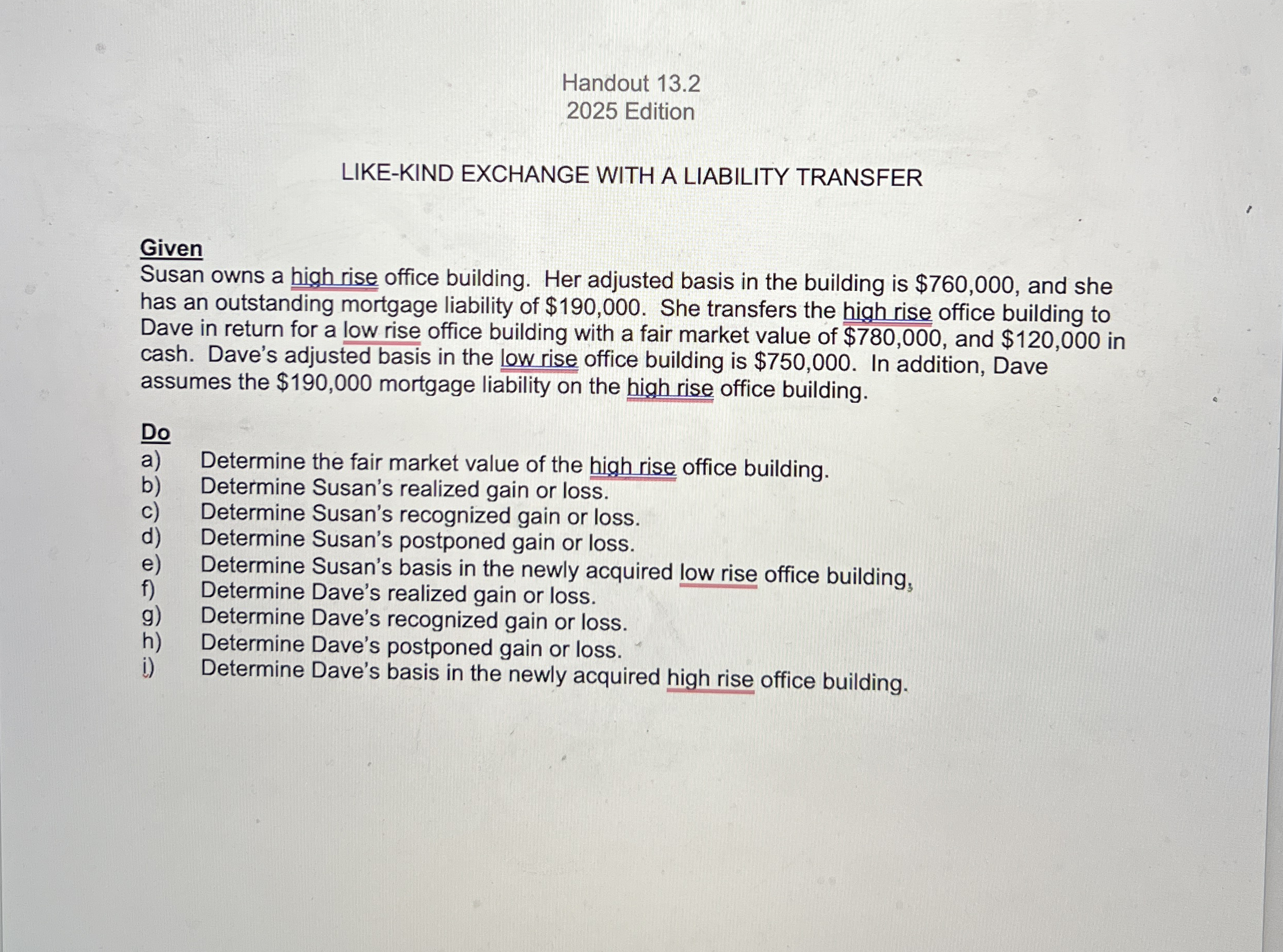 Handout 1 3 . 2 2 0 2 5 Edition LIKE - KIND