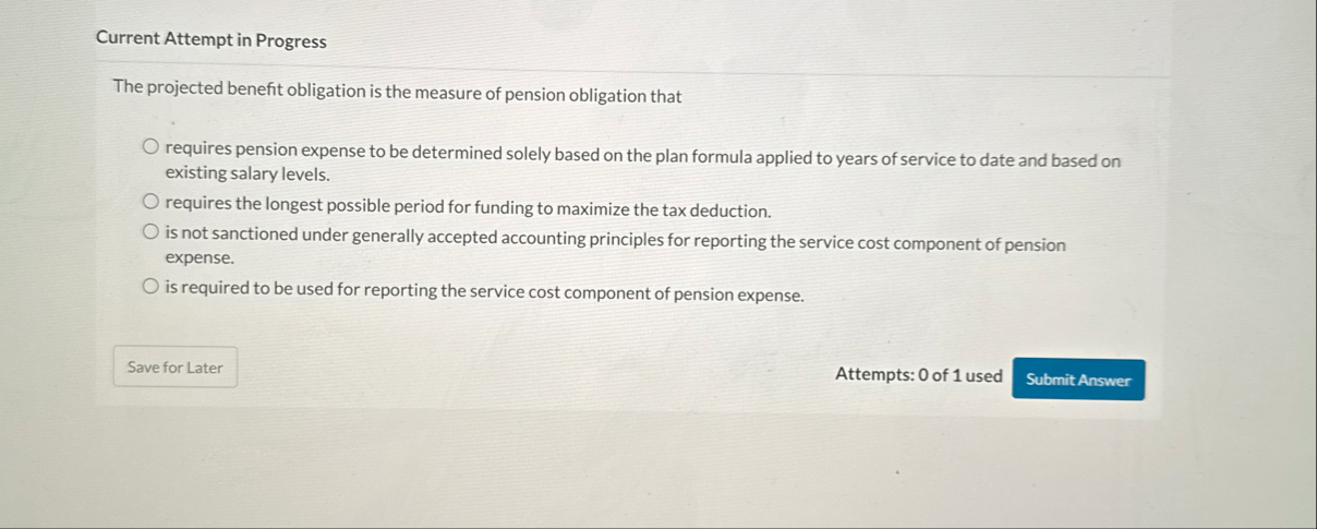 Current Attempt in Progress The projected benefit