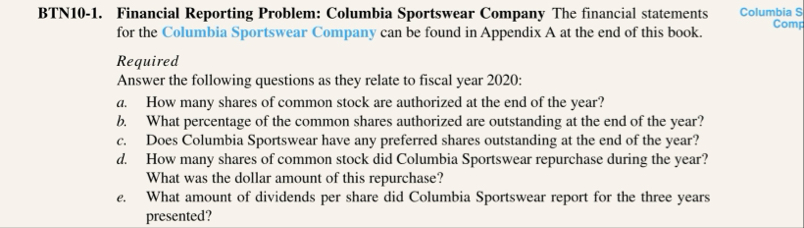 BTN 1 0 - 1 . Financial Reporting Problem: