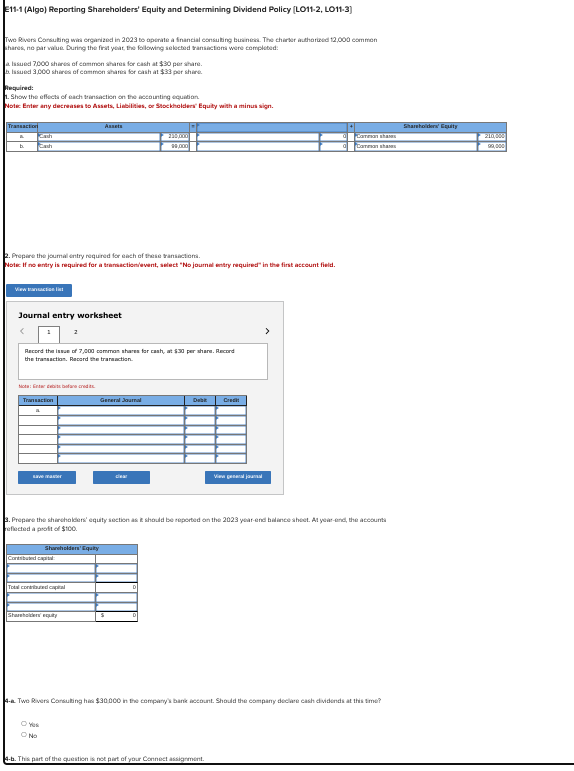 E 1 1 - 1 ( Algo ) Reporting Shareholders' Equity