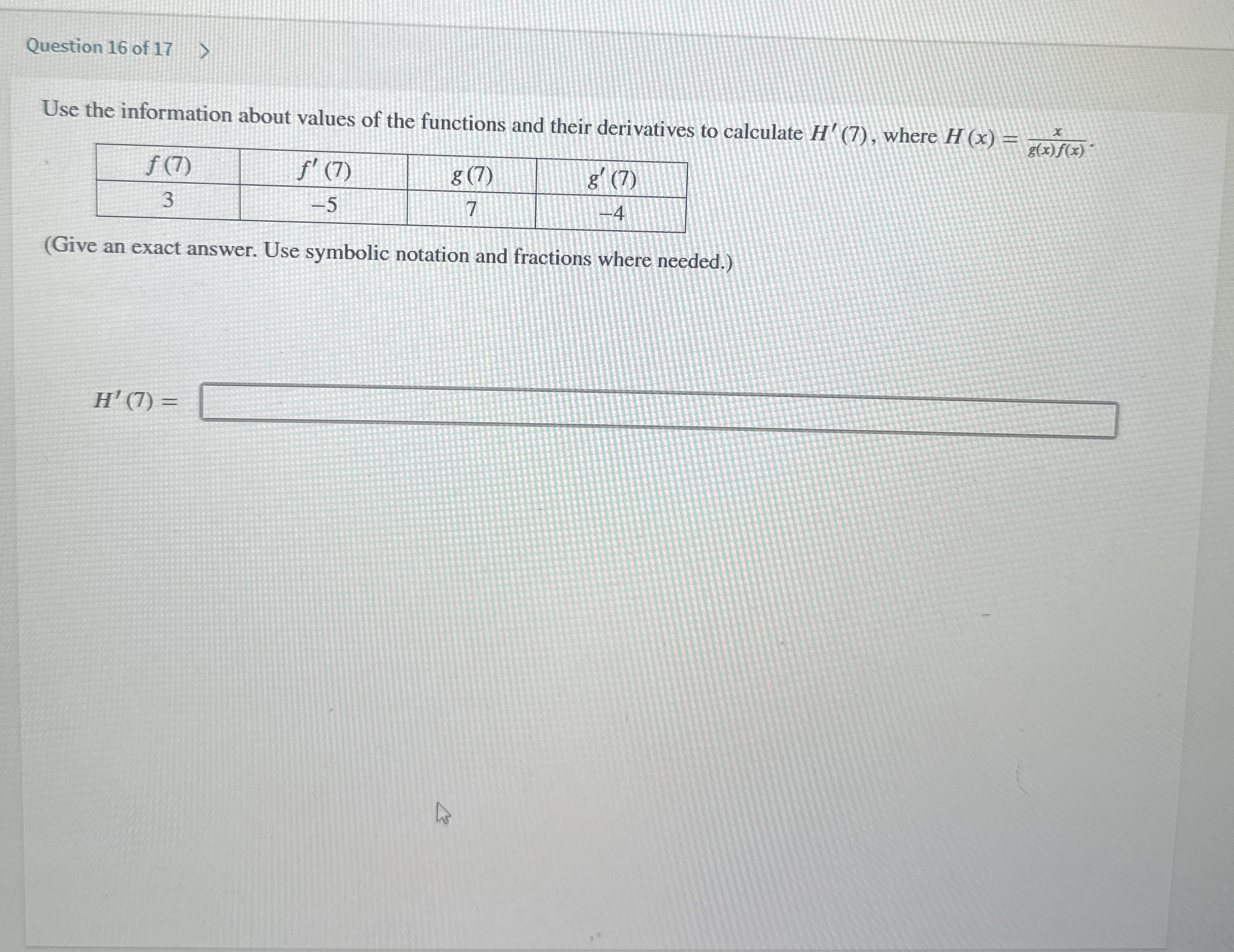 Question 1 6 of 1 7 Use the information about