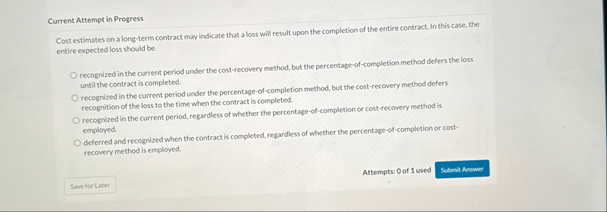 Current Attempt in Progress Cost estimates on a