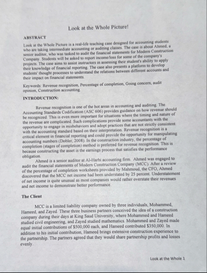 Look at the Whole Picture! ABSTRACT Look at the