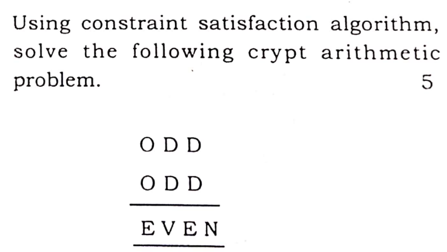 Using constraint satisfaction algorithm, solve
