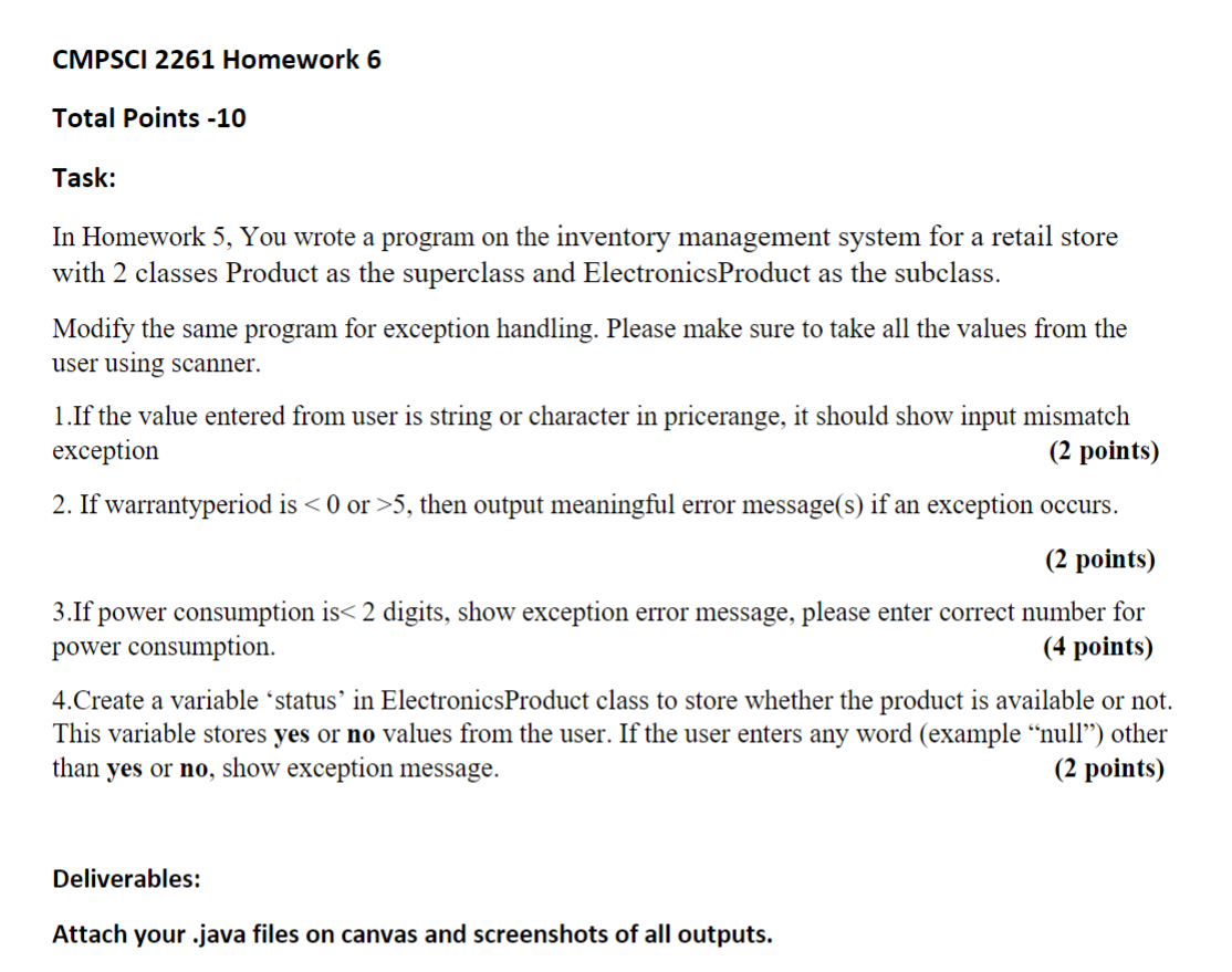 CMPSCI 2 2 6 1 Homework 6 Total Points - 1 0