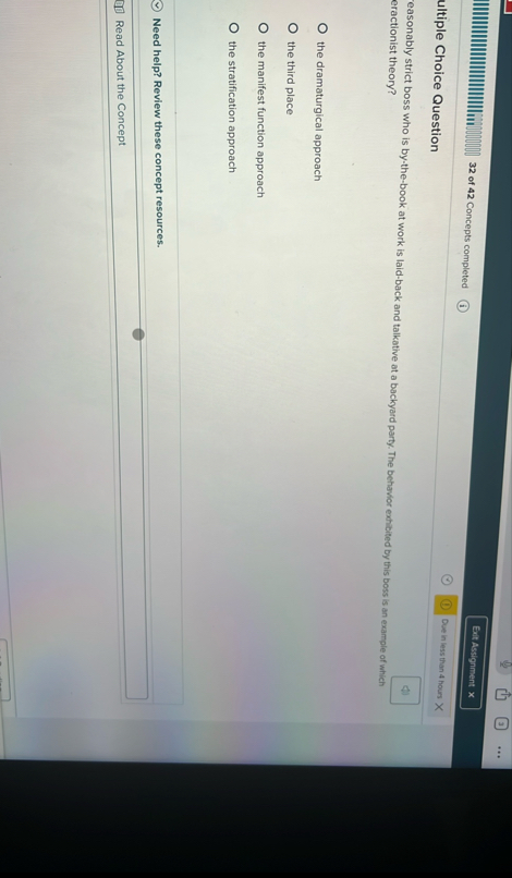 Exit Astignment x 3 2 of 4 2 Concepts completed