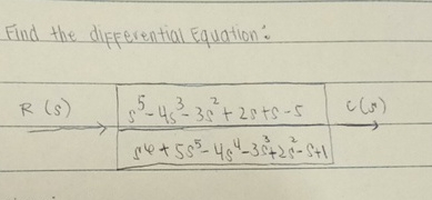 Find the differential Equation: R ( s ) [ s 5 - 4