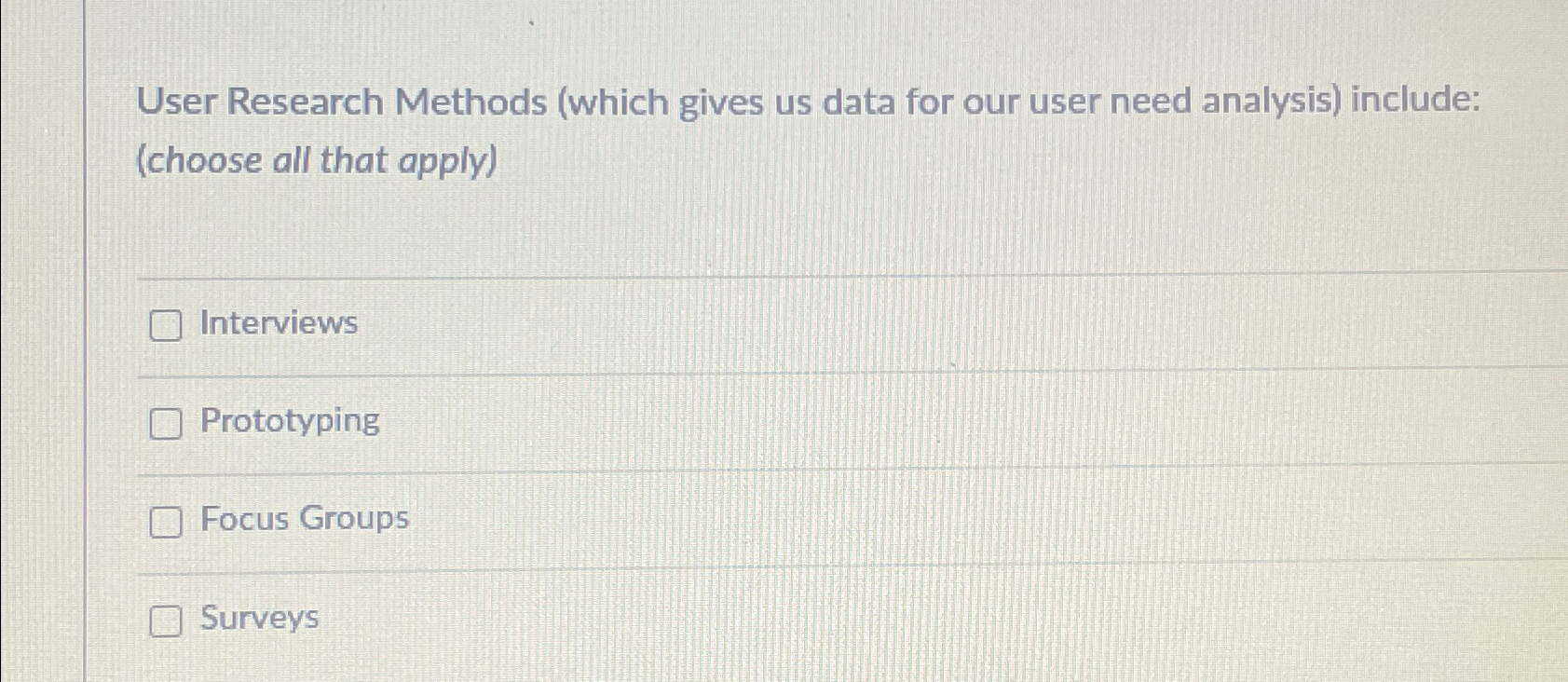 User Research Methods ( which gives us data for