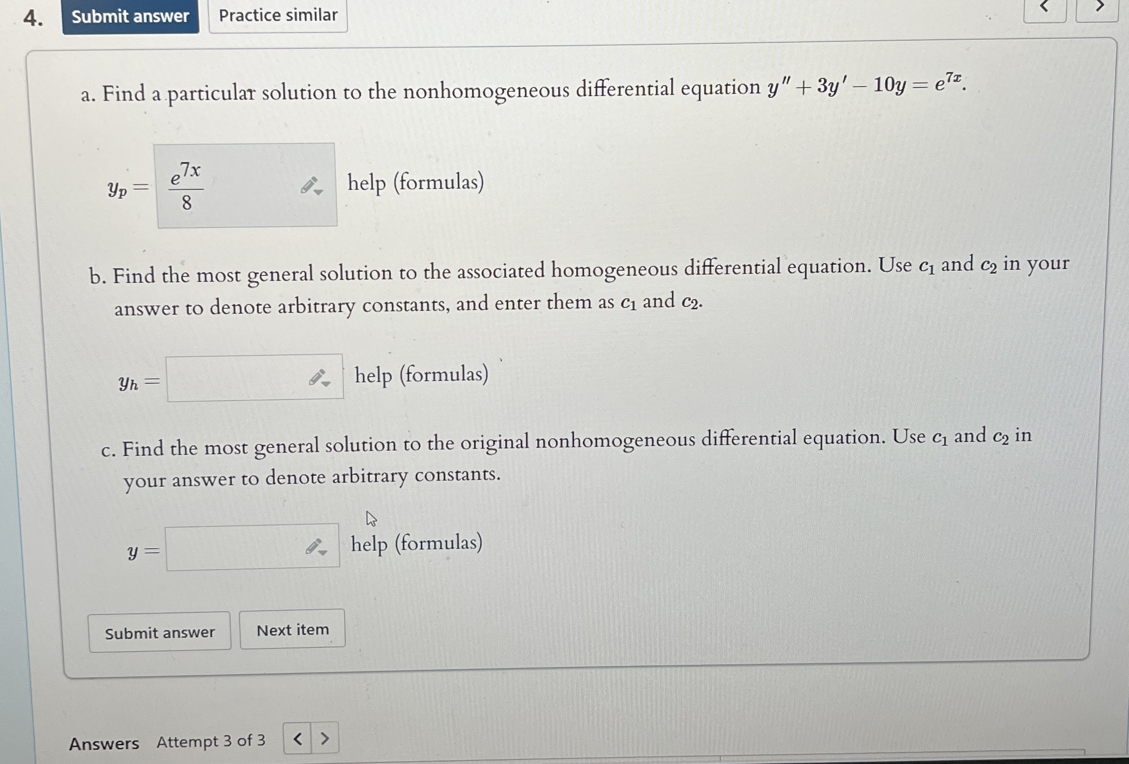 a . Find a particular solution to the