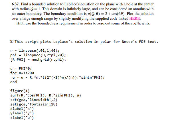 6 . 3 7 . Find a bounded solution to Laplace's