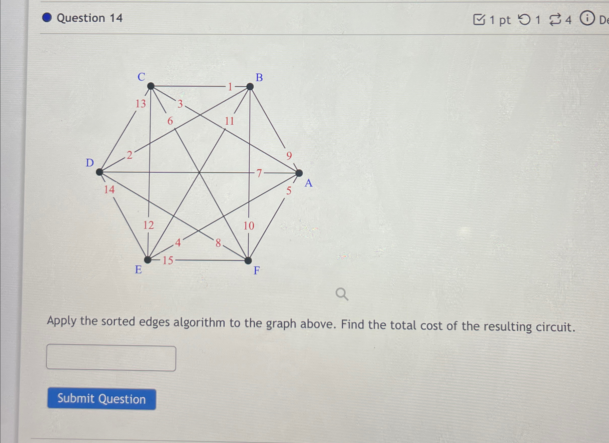 Question 1 4 1 p t 1 4 Apply the sorted edges