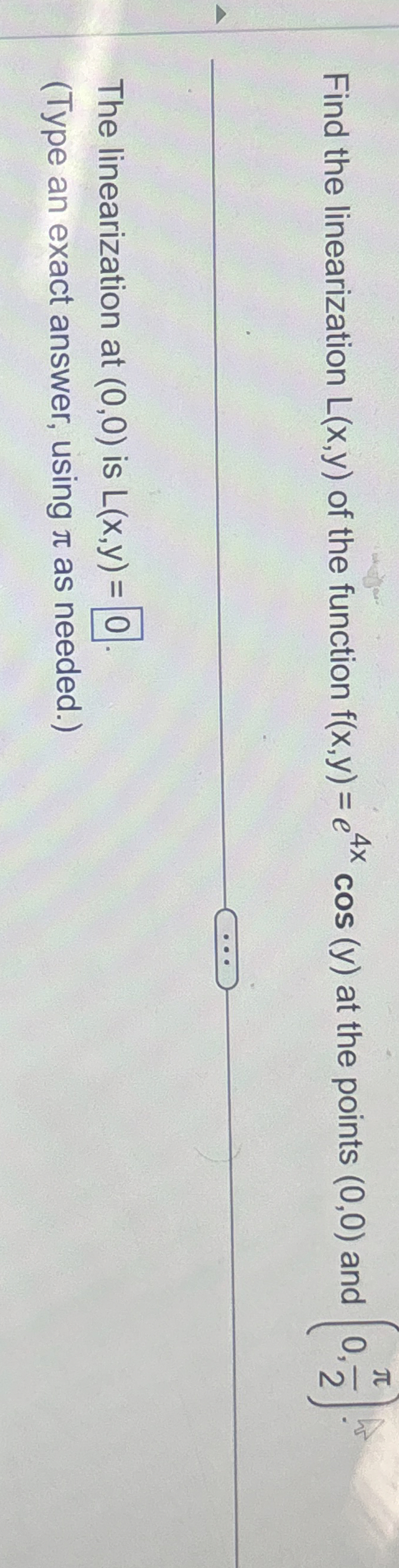 Find the linearization L ( x , y ) of the