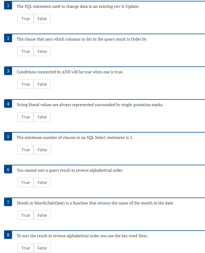 1 The SQL statement used to change data in an