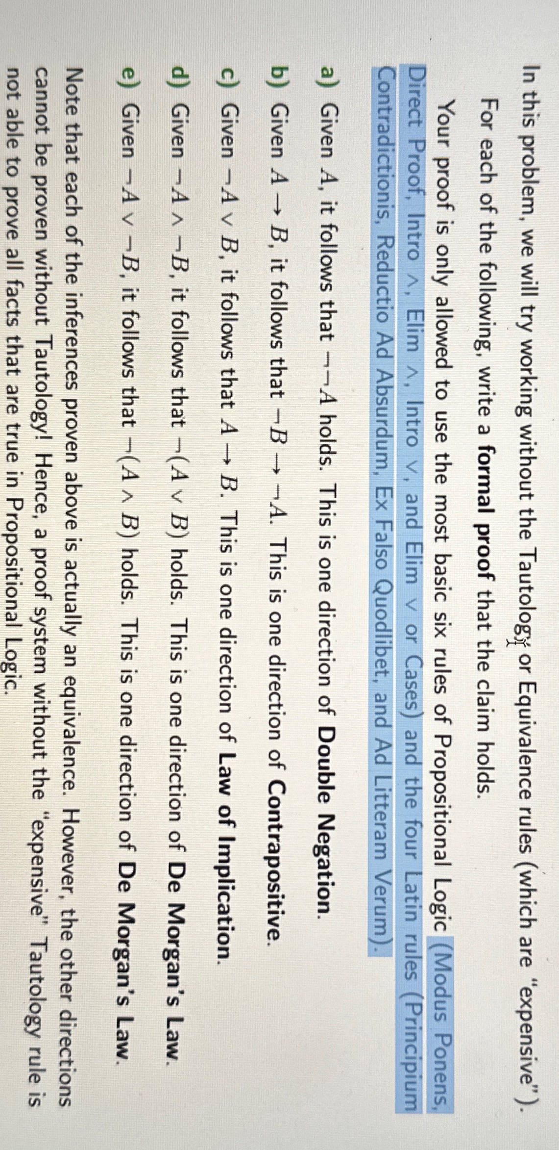 How do you do C ) D ) E ) ? Tell me which rule to