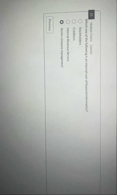 2 5 Multiple Choice 3 points Which one of the