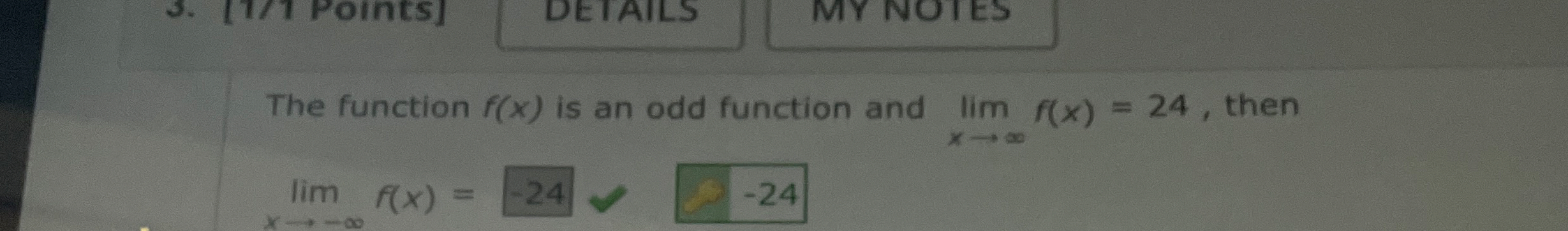 The function f ( x ) is an odd function and lim x