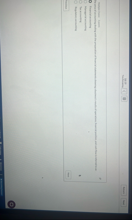 1 8 : 1 9 Time Remaining Multiple Choice 3 points